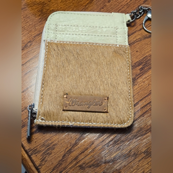 Wrangler Cowhide Leather Card Holder Coin Purse Keychain Wallet Western NWT - Picture 2 of 5